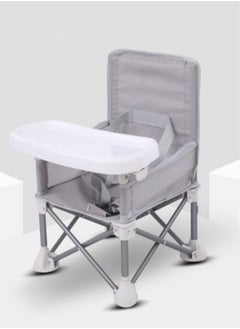 Buy Folding Baby Dining Chair with Tray and Storage Bag Grey in UAE