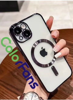 اشتري MagSafe Compatible for Apple iPhone 14 Plus 6.7 inch Clear Case Slim Plating Magnetic Cover Black في السعودية