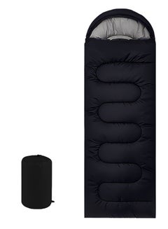 Buy Sleeping Bag Portable Envelope Sleeping Bag Outdoor Adult Waterproof Travel Hiking Ultralight Sleeping Bag with Cap Camping Equipment Black 1.3KG（180+30）* 75cm in Saudi Arabia