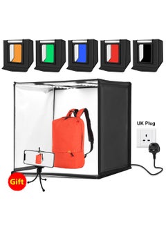 اشتري 23.6Inch/60cm Photo Studio Light Box Portable Light Tent LED 5500K White Light Dimmable Mini 36W Photography Studio Tent Kit with 6 Removable Backdrop (Black Orange White Green Blue Red) في الامارات