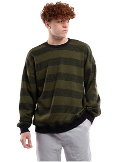 Buy Black & Olive Striped Coziness Slip On Sweatshirt in Egypt