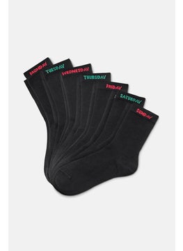 اشتري Men 7 Pair Cotton Socks, Black في الامارات