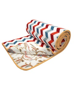 Buy Story@Home 100% Cotton Reversible Summer Dohar Double bed AC blanket for summer light weight soft blanket(94"x88", Beige and Whiteish) in UAE