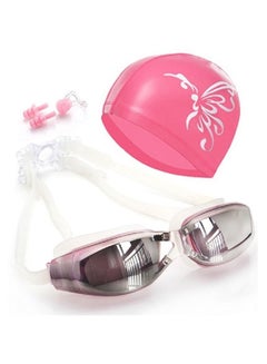 Buy 5 in 1 Swim Goggles and Cap Set Swimming Goggles Nose Clip Ear Plugs for Adult Men Women Youth Kids Child Girls Pink in UAE