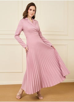 اشتري Pleated Long Sleeve A-Line Maxi Dress في السعودية