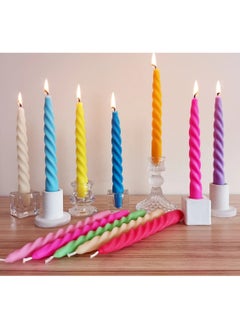 Buy "Unique Handcrafted Colored Beeswax Twist Taper Candle – Minimalist Spiral Design"(pack of 4) in UAE