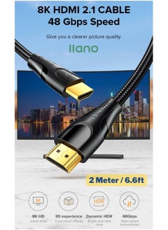 Buy HDMI 2.1 Cable 8K/60Hz 4K/120Hz 2K144Hz Ultra High-Speed 48Gbps Cable 3D HDR Cable For PC Laptop HDTV PS5 PS4 Splitter Switch Audio Video - 2M in UAE