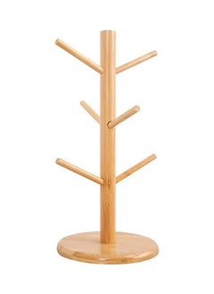 Buy Bamboo Wooden Mug Rack Tree Coffee Tea Cup Organizer Hanger Holder with 6 Hooks Removable Bamboo Mug Stand in UAE