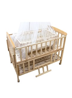 Buy 2 in 1 Baby Wooden Bed with Swing & Mosquito Net in Saudi Arabia