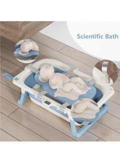 Buy Foldable Baby Bathtub with Temperature Sensing Portable Travel Bathtub with Drain Hole Durable Baby Bathtub Newborn to Toddler 0 to 36 Months Blue in Saudi Arabia