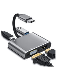 اشتري Type C To HDMI 4K VGA USB3.0 Audio Video Converter Charging Port Hub Grey في الامارات