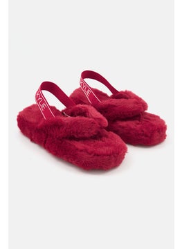 اشتري Women Faux Fur Slingback Slippers, Maroon في الامارات