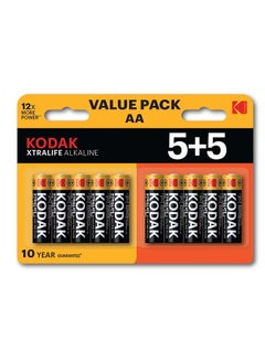 Buy Kodak Xtralife Alkaline AA Batteries - 10 Pcs in UAE