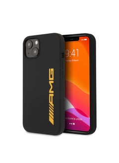 Buy AMG Liquid Silicone Case With Big Logo For iPhone 13 (6.1") - Black/Yellow in UAE