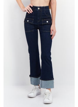 Buy Women Regular Fit Stretchable Denim, Navy Blue in UAE