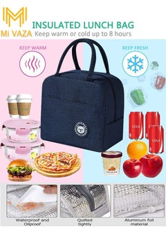 Buy Portable Lunch Box Bag Aluminum Foil Heat Preservation Bento Thickened Oxford Blue 23 x 21 x 13cm in Saudi Arabia