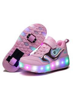 اشتري New Double Wheel Skate Shoe Luminous Pulley Shoes في الامارات