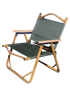 Buy Portable Folding Outdoor Camping Chair With Wood Grain Design Army Green in Saudi Arabia