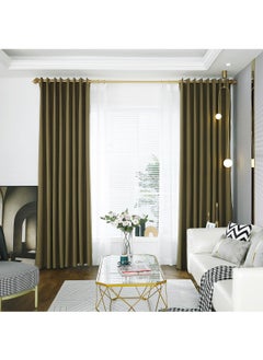 Buy 2-Piece Blackout Outdoor Curtains Dark Brown in UAE