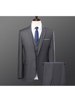 اشتري Suit business mens suit suit 2024 new high-end professional formal suit New Polo best man dress jacket One button Gray (suit + suit pants) في الامارات