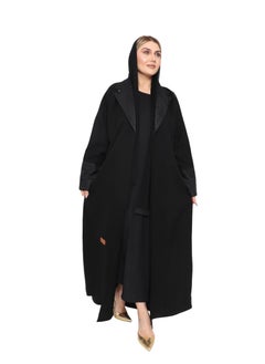 Buy new black abaya made from tafftah clothes  with modern style in Saudi Arabia