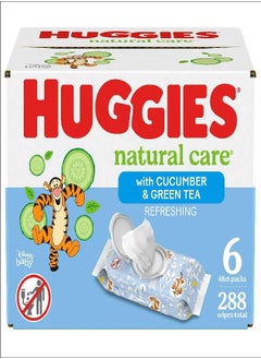 اشتري Huggies Natural Care Refreshing Baby Wipes, Hypoallergenic, Scented, 6 Flip-Top Packs (288 Wipes Total) في الامارات