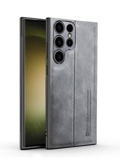 Buy Luxury PU Leather Shockproof Case Cover For Samsung Galaxy S23 Ultra 5G 2023 Grey in Saudi Arabia