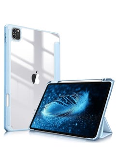 Buy Hybrid Case Compatible with iPad Pro 11 Inch (2022/2021/2020/2018, 4th/3rd/2nd/1st Generation) - Ultra Slim Shockproof Clear Cover w/Pencil Holder, Auto Wake/Sleep, Sky Blue in Egypt