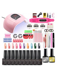 Buy COOLBABY Gel Nail Polish Kit with UV Light 54W Nail Lamp 10 Colors Nuetral Pink Glitter Gel Nail Polish Kit Grinding Machine Nail Polish Tool Set Manicure Tools in UAE