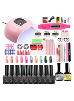 Buy COOLBABY Gel Nail Polish Kit with UV Light 54W Nail Lamp 10 Colors Nuetral Pink Glitter Gel Nail Polish Kit Grinding Machine Nail Polish Tool Set Manicure Tools in UAE