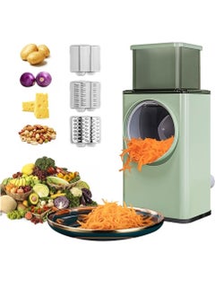 Buy Multifunctional Vegetable Cutter Chopper Rotary Cheese Grater 3-in-1 Shredder Slicer Grinder Salad Maker Machine with Stainless Steel Roller Blades for Vegetable Fruit Nut in UAE