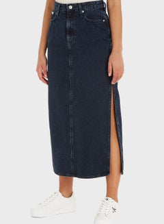 Buy High Waist Denim Maxi Skirt in Saudi Arabia