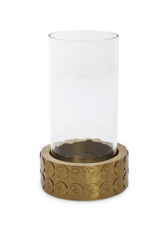 Buy Kohi Candle Holder, Clear & Gold - 11.5x17.78 cm in UAE