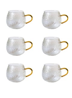 Buy Borosilicate Glass Mugs with Gold Handles, Set of 6, For Coffe And Espresso in Egypt