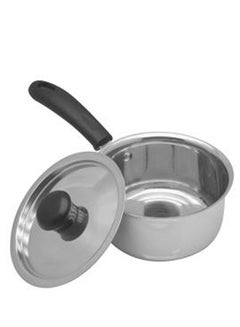 Buy Sauce Pan With Lid Silver/Black 8x18cm in UAE