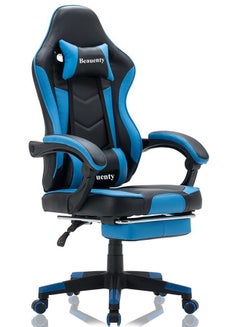 Buy Gaming Chair, Racing Style Office Chair, Adjustable Lumbar Cushion Swivel Rocker, High Back Ergonomic Computer Desk Chair with Footrest in Saudi Arabia