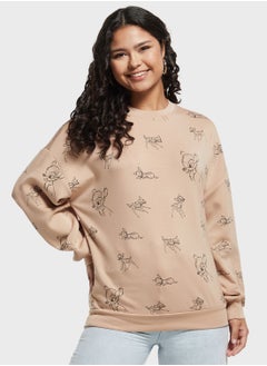 Buy Round Neck Printed Sweatshirt in Saudi Arabia