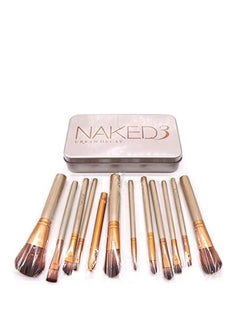 Buy 12Pcs Makeup Brush Set Premium Foundation Powder Blending Blusher Cosmetics Brushes with Box in UAE