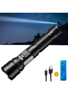 اشتري LED Flashlights High Lumens Rechargeable, 20000lumens Torch, With Cob Side Light Superbright Tactical Flashlights, Ipx67 Waterproof Zoomable, 7 Dimming Modes for Outdoor Camping Hiking (21700 Battery） في السعودية