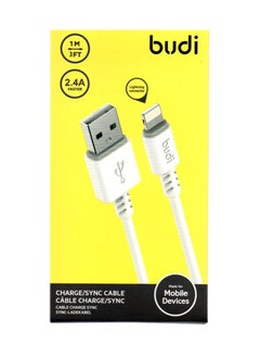 Buy Budi 2.4A Lightning Data Cable With Fast Charging 1meter For Apple iPhones DC011L10W - White in Saudi Arabia