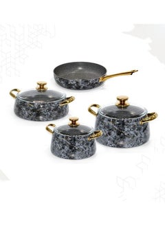 Buy 7-Piece Perfectly Designed Aluminum Cookware Pots And Pans Set Black/Gold in Saudi Arabia