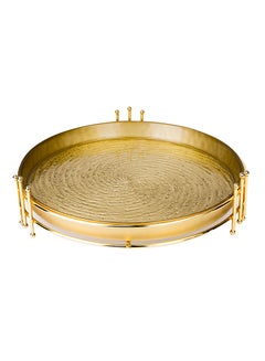 Buy ELENOR Wilma Round Serving Tray Gold 33cm in UAE