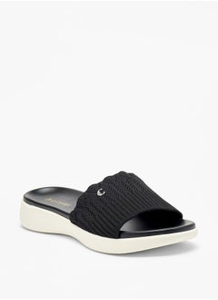 Buy Textured Slip-On Flatform Sandals in UAE