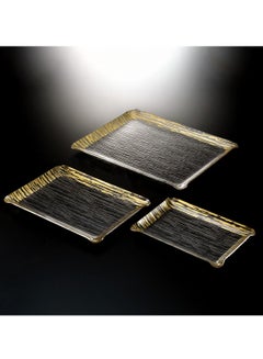 Buy 1 Piece Acrylic Rectangular Serving Tray 65 x 25 cm Golden in UAE