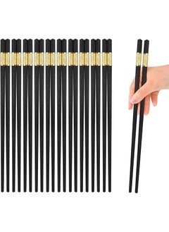 Buy 10 Pairs Reusable Chopsticks Dishwasher Safe, Fiberglass Chop Sticks Multipack Metal Japanese Korean Chopsticks for Food, BPA-Free, Safe, Gift, Smooth Touch, Black and Gold in Saudi Arabia