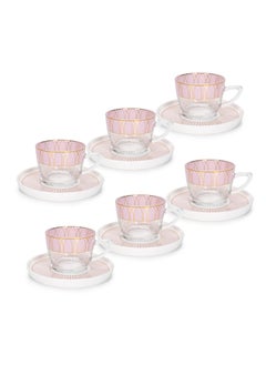 Buy English tea cups set  12pc blushed pink dallaty in Saudi Arabia