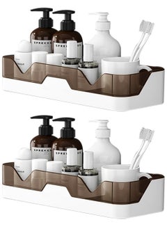 Buy 2 Pack Shower Caddy Bathroom Organizers Adhesive Shelf Storage with Towel Bar Wall Mounted Kitchen Spice Storage Rack in UAE