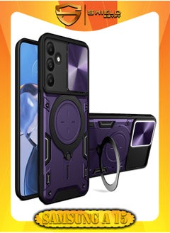 Buy SHIELD EGYPT For Samsung Galaxy A15 Armored Camera Shield Cover Camera Lend Protection, Built-in 360° (Purple) in Egypt