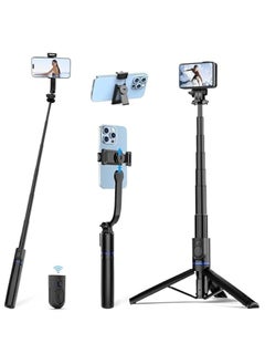 Buy Portable Selfie Stick Tripod with Detachable Phone Holder, 107 cm Extendable Mobile Phone Tripod with Remote for iPhone & Android, 360 Rotation Aluminium Travel Tripod in UAE