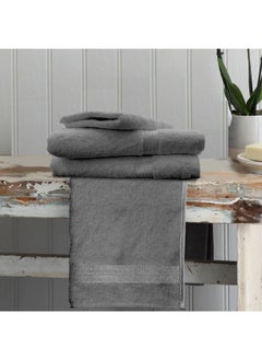 اشتري Home Essentials (Charcoal) Luxury Towels (Set of 1 Face, 1 Hand & 1 Bath Towel) 100% Cotton, Highly Absorbent and Quick dry with Horizontal Striped Dobby -550 Gsm في الامارات